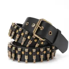 弾丸ベルト スタッズ ブラック 黒　ヴィンテージ風　ウエスタン Y2K ロック