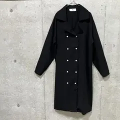 ダブルロングコート オーバーサイズ　裾スリット　韓国ファッション