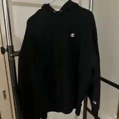 Champion リバースウィーブ　フーディー　パーカー　青タグ　黒