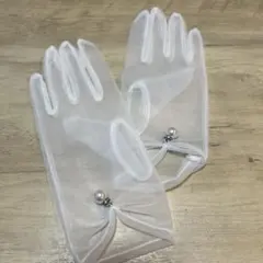 ウェディンググローブ　パール付き　ショート丈