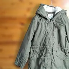モッズコート　ミリタリージャケット　アウター　キルティング　ボア　カーキ　S