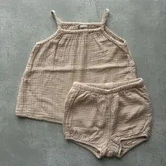 H&M オーガニックコットン 74cm ベビー服 セットアップ ベージュ