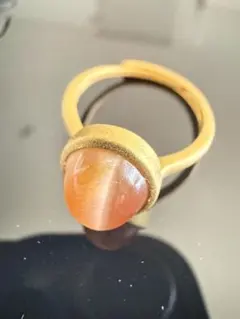 S925 メノウキャッツアイ 瑪瑙オーバルカットゴールドリング 指輪