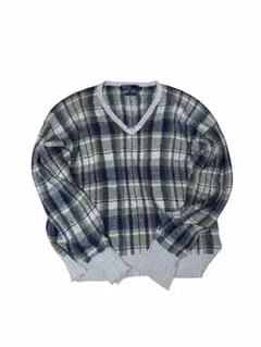 90s Polo by Ralph Lauren Vネックニット チェック柄