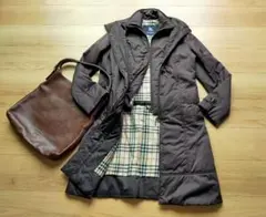 美品BURBERRY バーバリーベスト付きコート38サイズダークブラウン