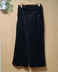 試着のみ着るホカロン裏ベロアパンツLサイズ冬コーデュロイ黒ブラック