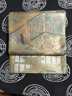袋帯 雅な平安貴族の絵柄 金糸織り出しのサムネイル