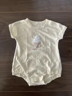 アイスクリーム刺繍ロンパース　薄い黄色