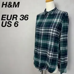 H&M フランネルチェックシャツ グリーン 長袖