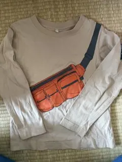 gu 120 ベージュ ロンT ポケット 長袖カットソー