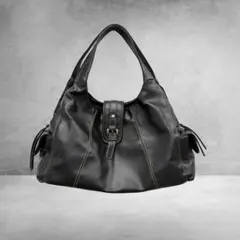 Y2K レトロ 00s ステッチ レザー ショルダーバッグ archive 黒