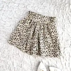 キッズ　キュロット　スカート　フレア　130 花柄　GU ベージュ