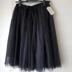 チュールフレアスカート ブラック ポリエステル100%
