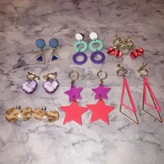 まとめ売り　イヤリング　多彩カラフルデザイン7ペアセット　アクセサリー