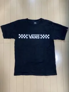 VANS チェック柄ロゴ Tシャツ M 黒