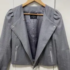 イネド INED グレー シングルライダースジャケット