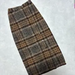 ブラウン チェック柄 タイトスカート