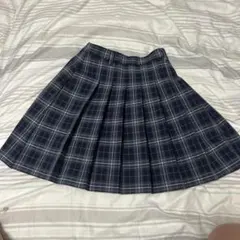 ネイビー系チェック プリーツスカート L