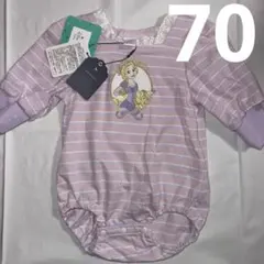 70 コトリ ロンパース 長袖 ラプンツェル ディズニー リボン ボーダー