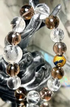 鳳凰 アイリス スモーキークォーツ 龍ラピスラズリ 強運 天然石ブレスレット