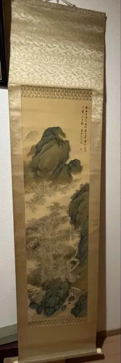 沈铨山水（九如图）中国画 掛け軸 水墨画 和室 玄関 茶室 壁掛け 美術