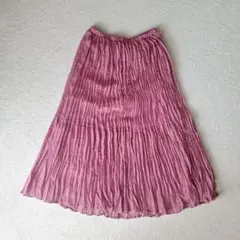 ピンク プリーツ フレアロングスカートのサムネイル