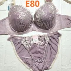 E80 新品未使用 ブラショーツセット 10405 パープル ボタニカル 刺繍