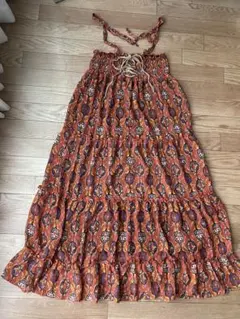 【美品】フレアロング　キャミワンピ　ロングスカート 2way　Mサイズ　オレンジ