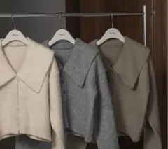 lawgy 新品 brushed big collar simple knit