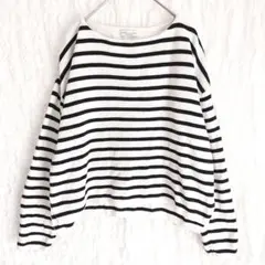 アースミュージックアンドエコロジー 綿100% ボーダー プルオーバー F