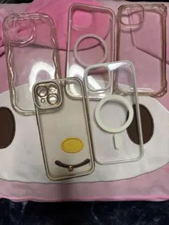 iPhone15クリアケース5個セットと新品ガラス保護フィルム9Hタイプ2枚付き