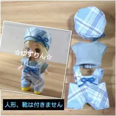 73.ぷちリカちゃん ハンドメイド服 トップス＆サロペット＆帽子 2