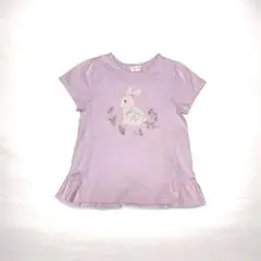 mezzo piano メゾピアノ 半袖Tシャツ ウサギ　刺繍　ピンク 140
