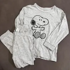 【ほぼ未使用】H&M スヌーピー パジャマ ルームウェア　90 グレー　上下