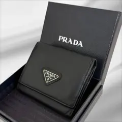 美品✨ PRADA プラダ 三つ折り財布 サフィアーノ 三角ロゴ