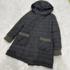 SUPER HAKKA フード付チェック柄キルティングジャケット リバーシブル