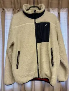 KANGOL フリースボアジャケット Lサイズ アイボリー／ネイビー