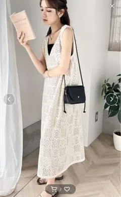 2wayパネルレースジャンパースカート 花柄 ワンピース