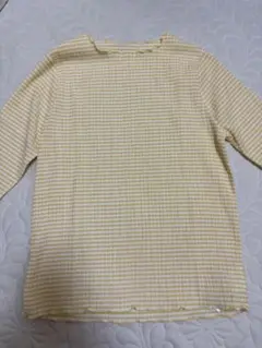 イエロー ボーダー柄 シャーリング Tシャツ　サマンサモスモスブルーのサムネイル