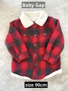 babyGap赤と黒のチェック柄ボア襟 シャツジャケット　90cm