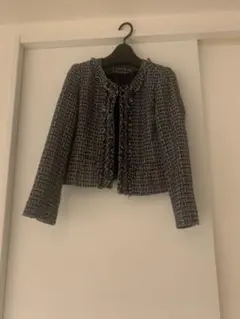 ノーカラージャケット ツイードジャケット