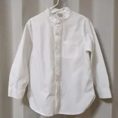 ホワイト バンドカラー長袖シャツ