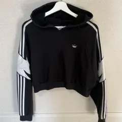 adidas originals アディダス クロップド パーカー L 黒色