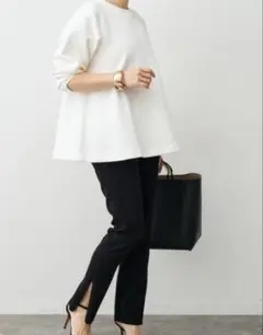 Deuxieme Classeトリアセジョーゼット スリムジップパンツ新品タグ付