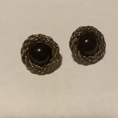 ヴィンテージ風 ブラック ピアス