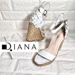 【美品】DIANA ストラップサンダル ウェッジソール お花