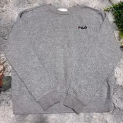 フィラ ワンポイントロゴ刺繍 裏起毛スウェット グレー L アメカジ ストリート