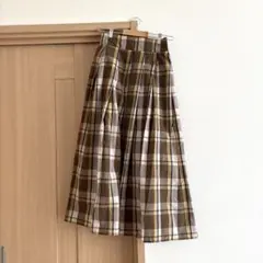 【LE GLAZIK】チェック ロングプリーツスカート 36のサムネイル