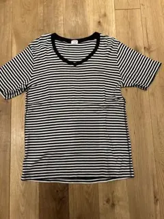 Healthknit Vネック Tシャツ L 白/黒ストライプのサムネイル