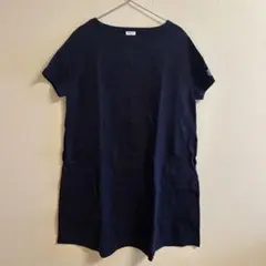 ネイビー カットソーワンピース 半袖